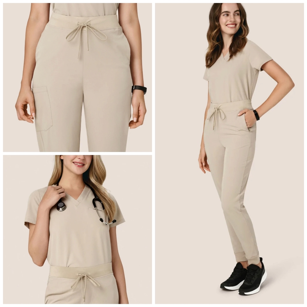 mandala • khaki scrubs jogger set • size s/m petite